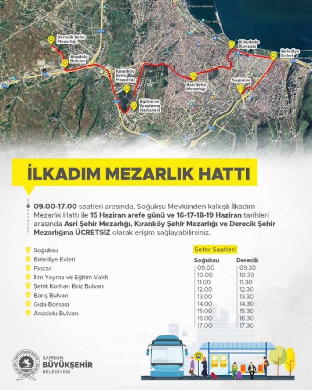 Samsun Büyükşehir’den Bayramda Ücretsiz Ulaşım Desteği!