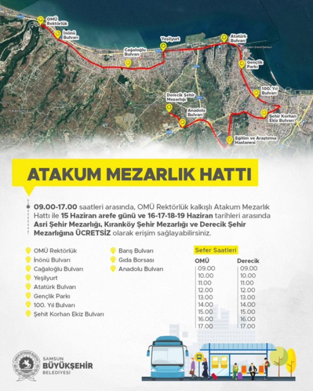 Samsun Büyükşehir’den Bayramda Ücretsiz Ulaşım Desteği!