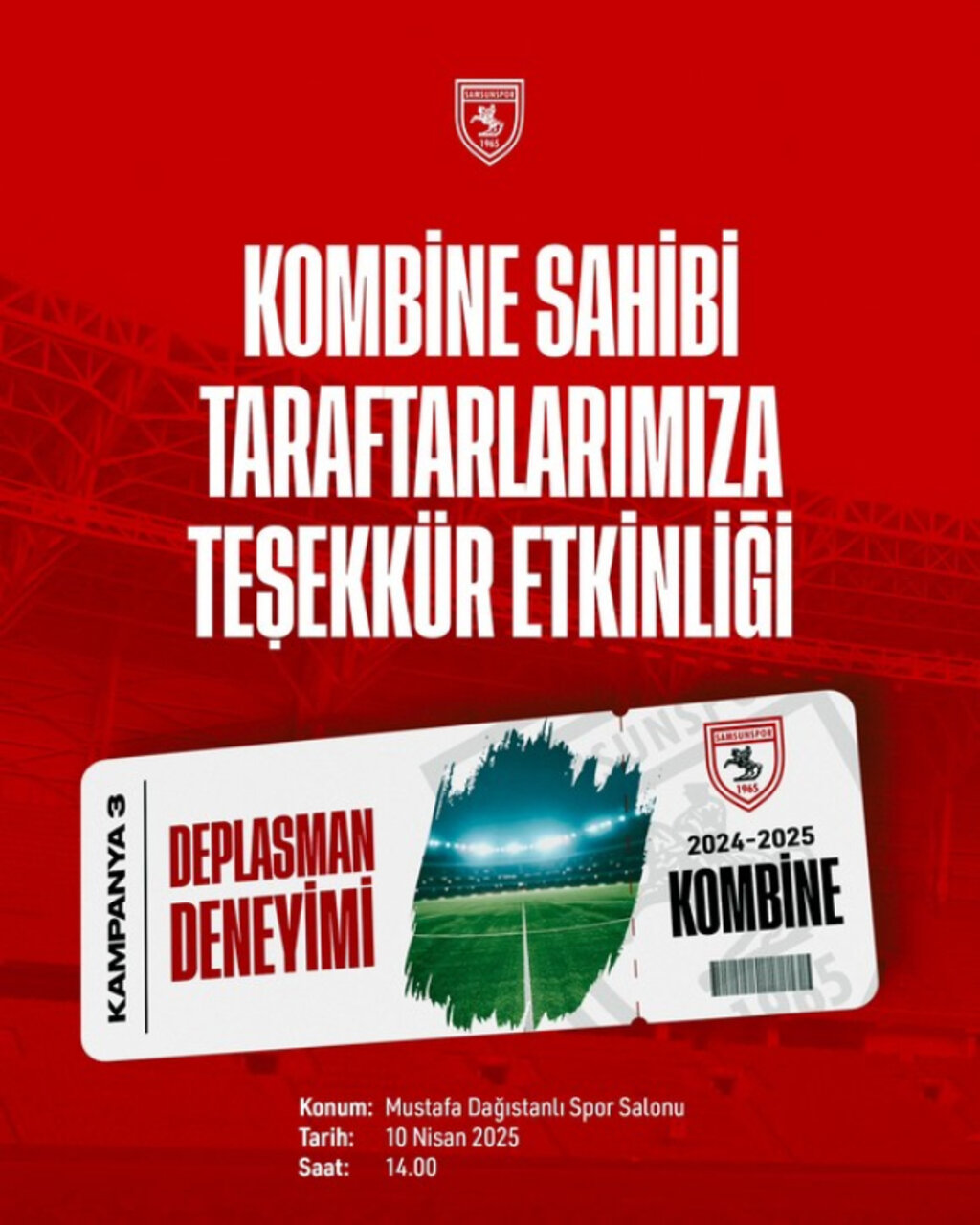 Samsunspor’dan Kombine Sahiplerine Özel Etkinlik ve Ödül!