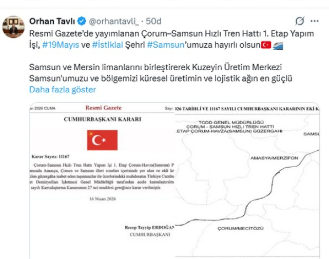 Ankara – Samsun Hızlı Tren Hattında Yeni Gelişme!