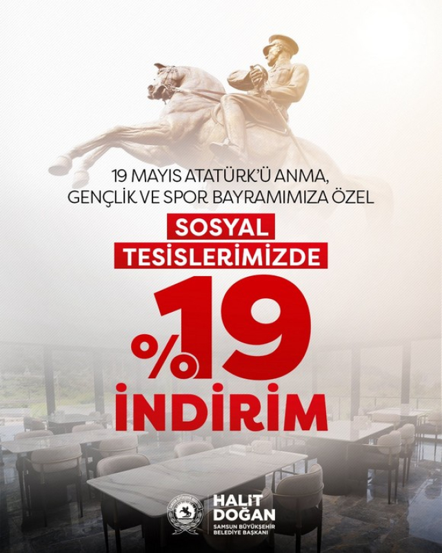 Samsun Büyükşehir’den 19 Mayıs’a Özel İndirim ve Ücretsiz Hizmet!