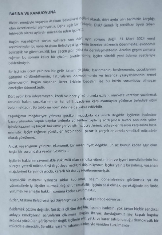 Atakum Belediyesinde 4 Aydır Ödenmeyen Maaşlar İçin İşçilerden Tepki Geldi! - VİDEOLU