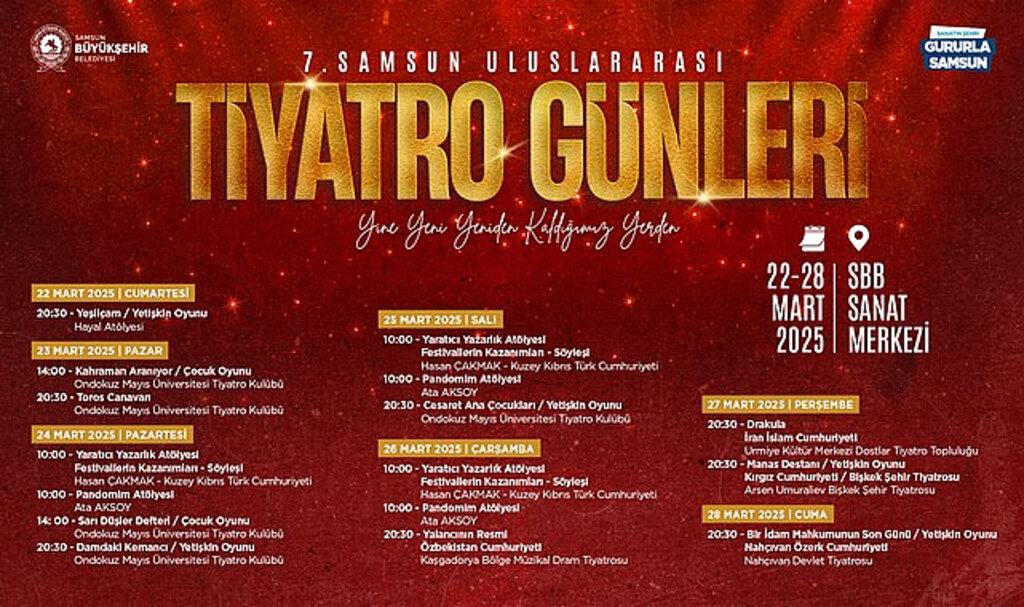 Samsun'da Uluslararası Tiyatro Günleri Başlıyor!